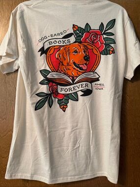 Dog Eared Books Tattoo Themed Graphic T-shirt Unisex Medium + Bonus Swag